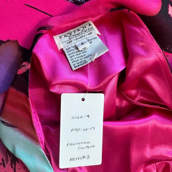 Pink Purple Colorful Abstract Embellished Gown Maxi Prom Dress - Picture 4 of 16